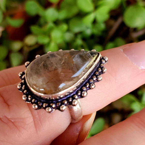 New Golden Rutilated Quartz 925 Silver Ring. - Picture 6 of 12